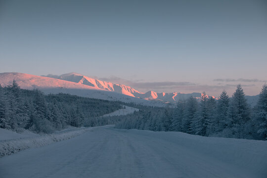 Snow Covered Mountain Road, Road Shot