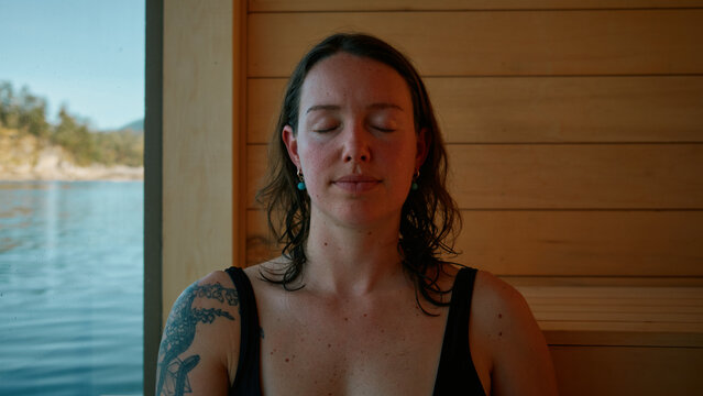 Enjoying a Floating Sauna in Desolation Sound in British Columbia