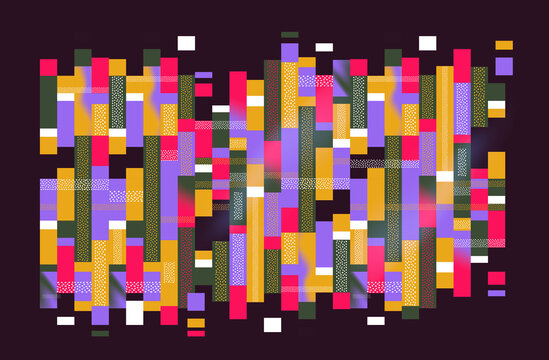 Abstract colorful data blocks digital glitch technology background