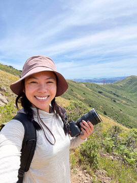 hiker selfie solo outdoor trail nature photographer 