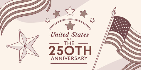 Obraz premium America 250 years celebration banner with patriotic design, United States flag elements and commemorative anniversary background.