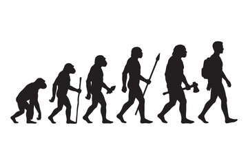 Obraz premium Human evolution silhouette from ape to modern man