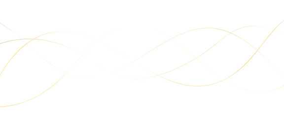 Golden flowing lines abstract background on white with transparent background © aLo