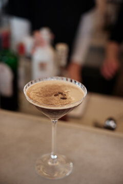 Coffee cocktail on the bar counter
