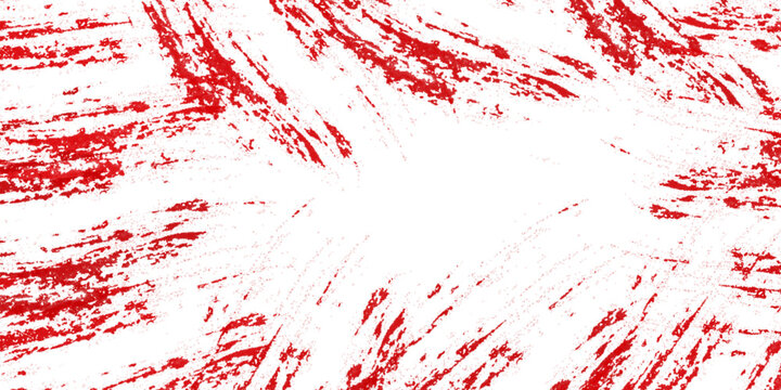 Red abstract brush strokes isolated on transparent background