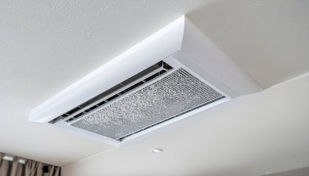 Modern white ceiling air vent in contemporary home