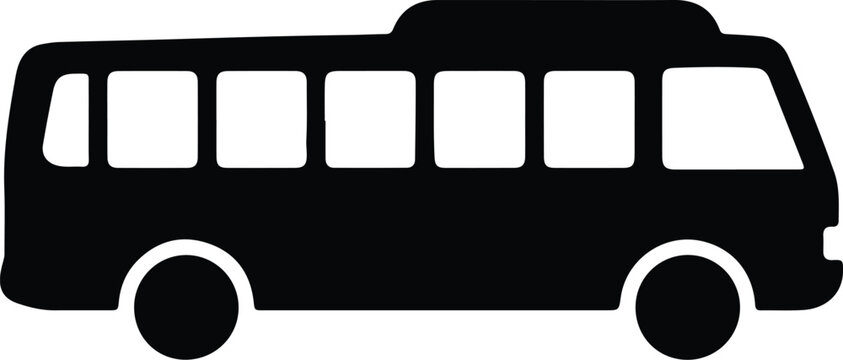 Silhouette vector graphic of a public transport passenger shuttle bus design