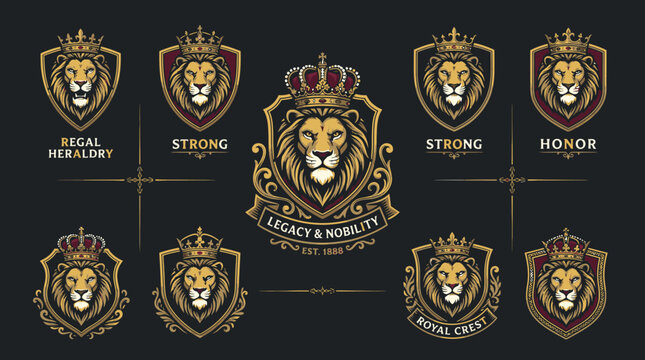 Lion Heads with Crowns Logos.