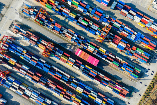 Overhead view of container terminal