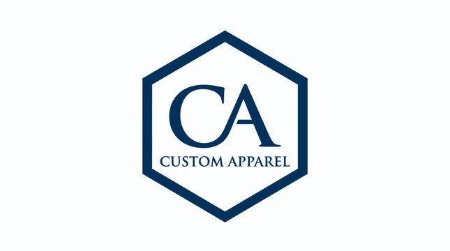 Hexagonal logo for custom apparel with letters CA