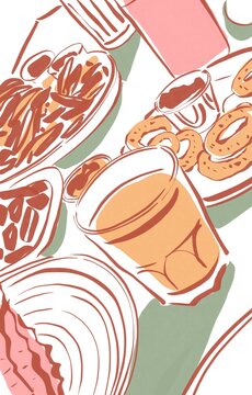 Fast food snacks with drink