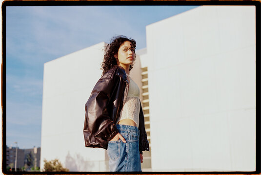Woman standing in urban setting