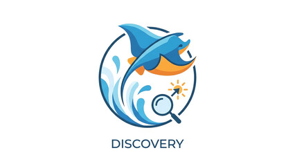 Obraz premium Stingray with Magnifying Glass Icon for Discovery or Exploration Concept