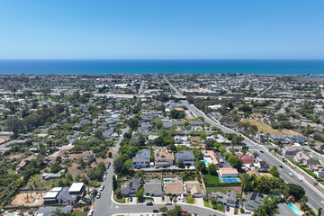 Obraz premium Aerial view of Carlsbad, beach city in the North County area of San Diego County, California, United States