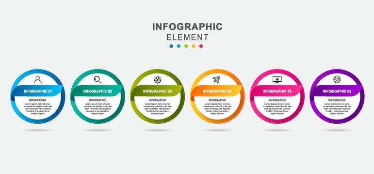 Concept of arrow business model with 6 successive steps.  Timeline design for brochure, presentation. Infographic design layout.