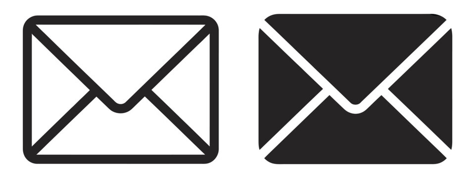 Envelope Mail Icon Set, Communication Symbol for Email, Message Delivery, Contact System