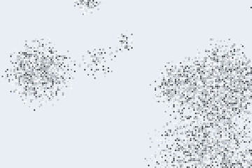 Obraz premium Abstract black and white pixel cluster patterns on white background, pixel clusters abstract patterns