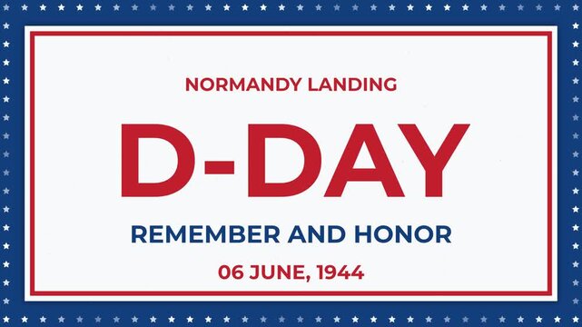 D-Day Normandy landing remember and honor graphic with stars and stripes border card