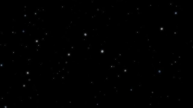 Ethereal white dust particles gently floating and sparkling across a dark black background animation