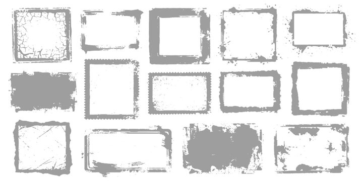 Vintage Grunge Frame Collection with Retro Borders and Decorative Labels