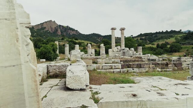 Ancient Ionic Columns Of The Temple Of Artemis In Sardis Salihli