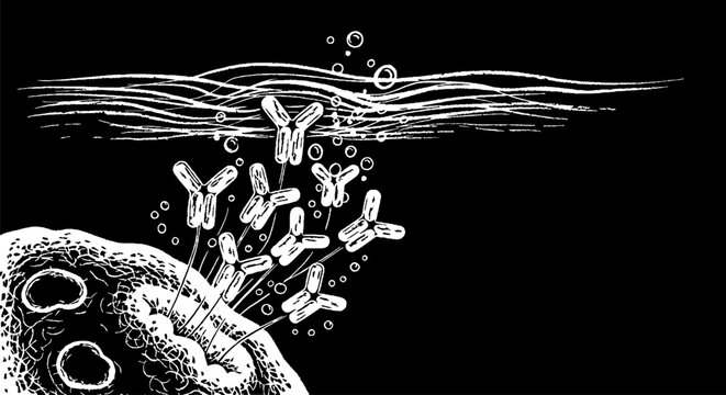 Detailed illustration of bacteria attacking human cell structure.