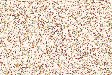 Fototapeta premium Scattered geometric shapes in autumnal colors on a light background, abstract circles squares