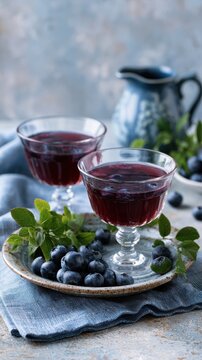 Blueberry kissel with berries