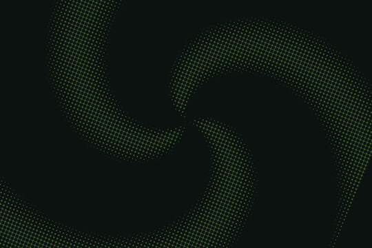 Swirling green plus sign halftone pattern on black background