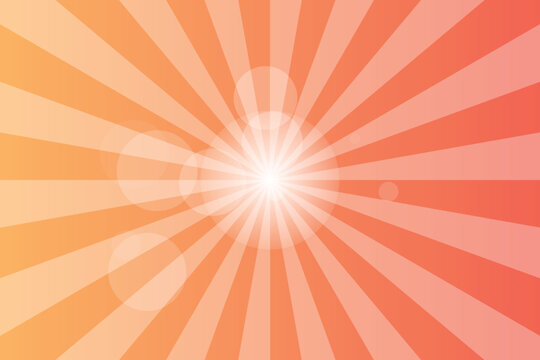 Radial sunburst pattern with soft orange and peach gradient and bokeh circles
