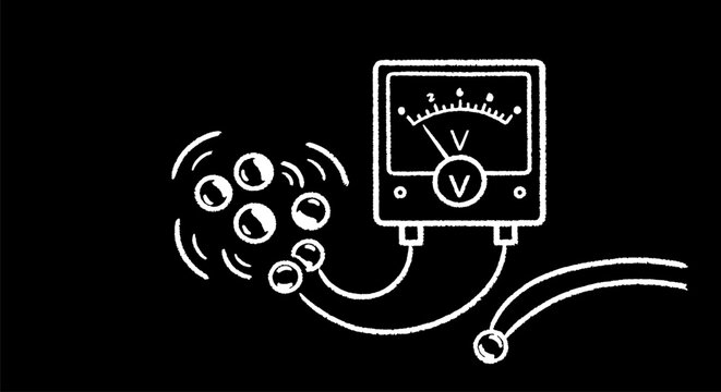 Illustrated Voltage Meter With Energy Particles Concept.