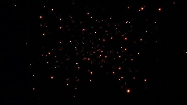 Fire ring circle burning with intense bright orange flames and glowing embers isolated on black background video motion clip