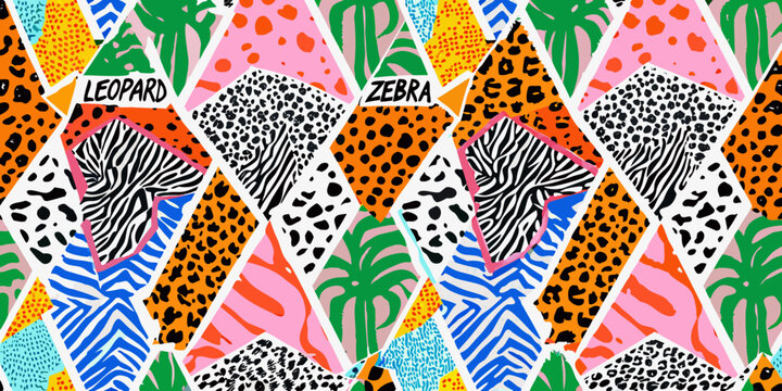 animal print collage pattern zebra leopard stripes