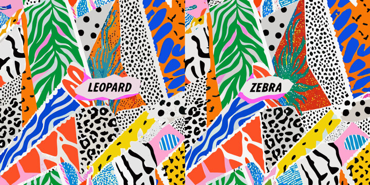 animal print collage pattern leopard zebra stripes