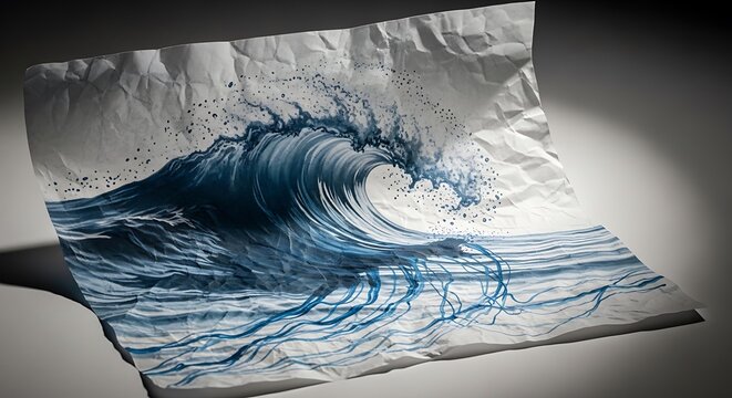 Blue abstract ocean style X-ray image of human brain and head with water ice smoke wave and winter textures