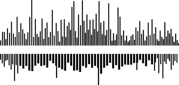 Abstract audio waveform equalizer with vertical sound frequency bars digital music signal vector illustration