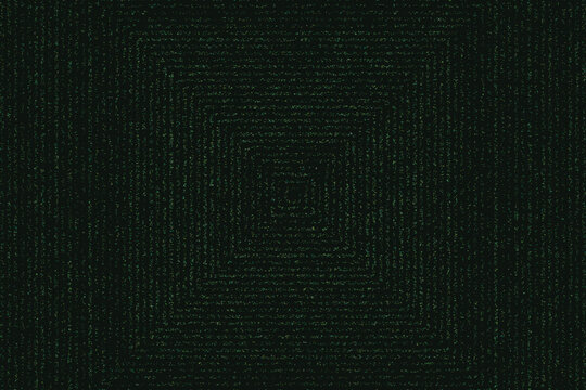 Concentric rectangles of digital rain, matrix code pattern abstract dark green