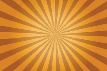 Obraz premium Bright yellow and orange radial sunburst background, with symmetrical stripes, radial pattern
