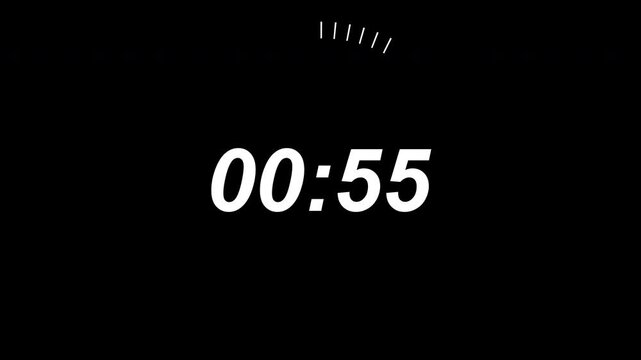 60 second countdown with circle animation, 60 to 0 animation countdown. 4K video
