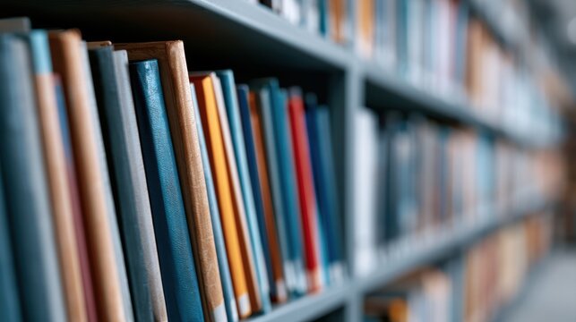 Library shelves, books, academic atmosphere, study concept background