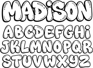 Obraz premium Black and white bubble letter alphabet and 