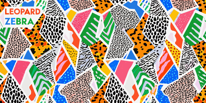 animal print collage pattern colorful leopard zebra