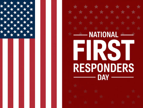 Patriotic national first responders day celebration with american flag and stars background design