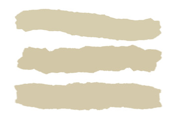 Fototapeta premium Set of three torn paper strips with rough edges isolated on transparent background