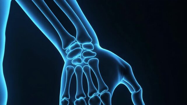 Human Hand X Ray Skeleton Anatomy Medical Diagnostic Scan View 4K