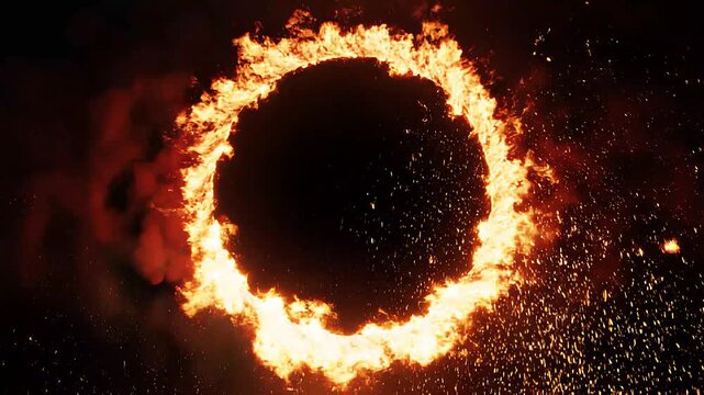 Fiery Ring of Fire Animation Overlay for Creative Projects Adds Drama and Intensity to Any Visual Effect