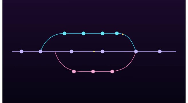 Abstract software development git branching workflow animation