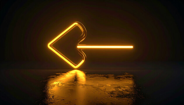 neon heart shaped arrow sign glowing on dark background