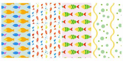 Obraz premium colorful fish patterns on various backgrounds pattern