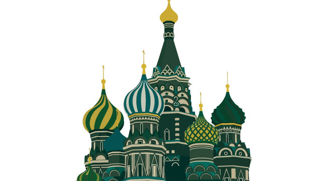 Colorful illustration of Saint Basils Cathedral architecture.